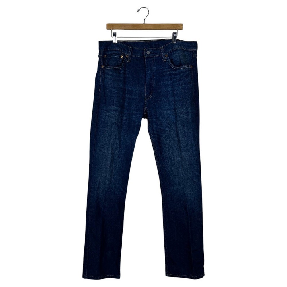 Levis 514 Straight Fit Solid Jeans Dark Blue Classic Stretch Denim Size 38x32
